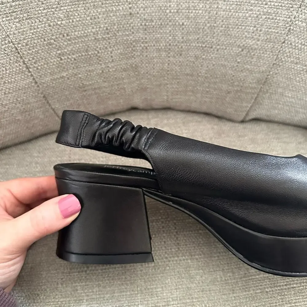 Jeffrey Campbell Black Peep-Toe Platform Slingback Heels